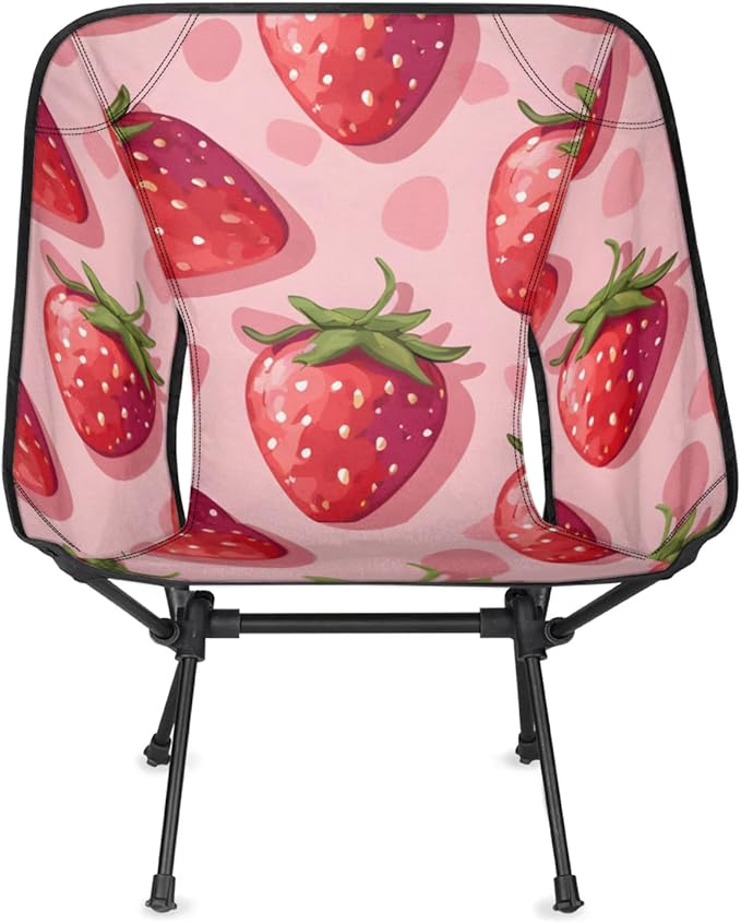 Honeybaby Folding Camping Chair Strawberries Print Camping Chairs Lightweight Portable Chair Outdoor Foldable Chairs for Camping Travel Picnic Beach Hiking