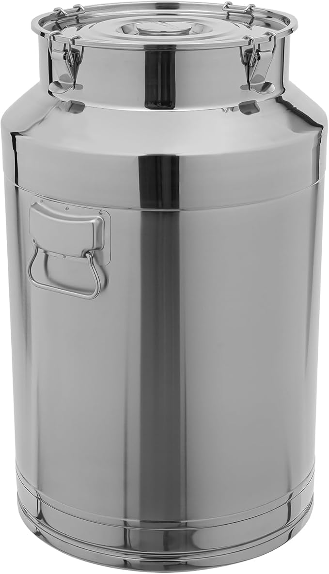 Stainless Steel Milk Can 76L/20.1Gal Storage Bucket Airtight Canister with Lid Wine Oil Beverage Storage Container for Kitchen Restaurant Party W15.8*H25.2in