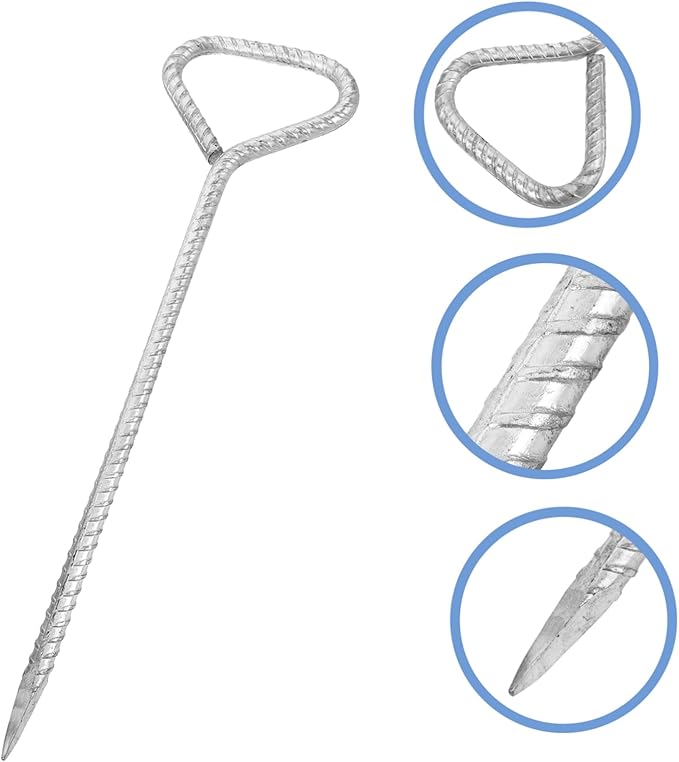 4Pcs Heavy Duty Steel Tent Stakes Galvanized Metal Camping Pegs for Tents Durable Outdoor Ground Nails for Camping Weddings and Various Outdoor Activities