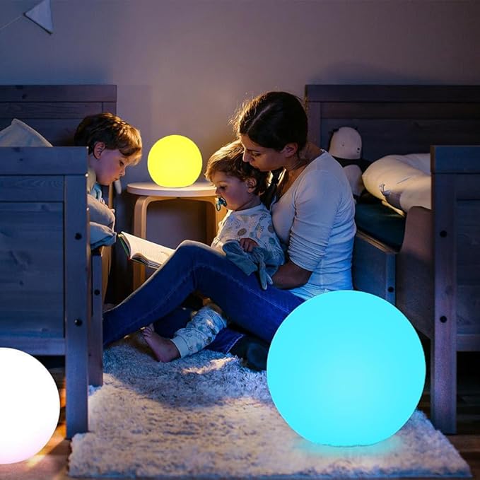 16-inch LED Globe Orb Light Rechargeable Glowing Ball Light w/Remote Dimmable RGB Color Changing Glowing Orb for Kid Adult Waterproof Light Up Ball Night Light Mood Lamp for Home Garden Patio Party