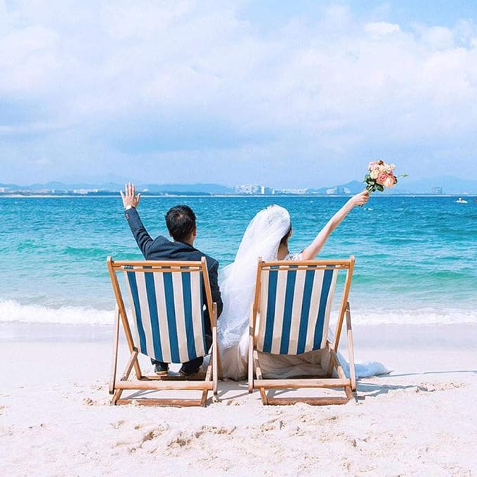 Beach Chair Folding Sun Chair Solid Wood Lounge Chair Canvas Chair Lunch Break Chair Outdoor Portable Lazy Chair Sunbed