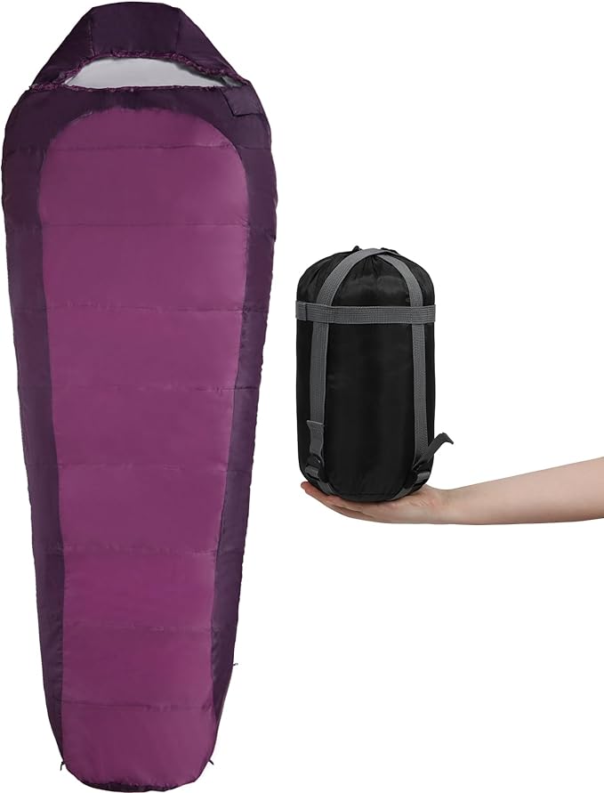 REDCAMP Ultra Lightweight Sleeping Bag for Backpacking Hiking Comfort for Adults Warm Weather with Compression Sack