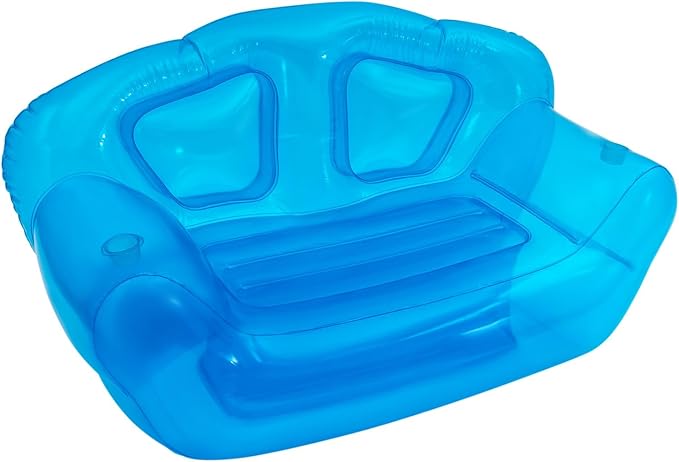Transparent Inflatable Sofa Seat Blow up Chair Yard Portable Inflatable Couch Air Couch Patio Blow up Furniture for Camping Outdoor Beach Room Adult Teen 180*90*95cm/70.9*35.43*37.4in (Blue)