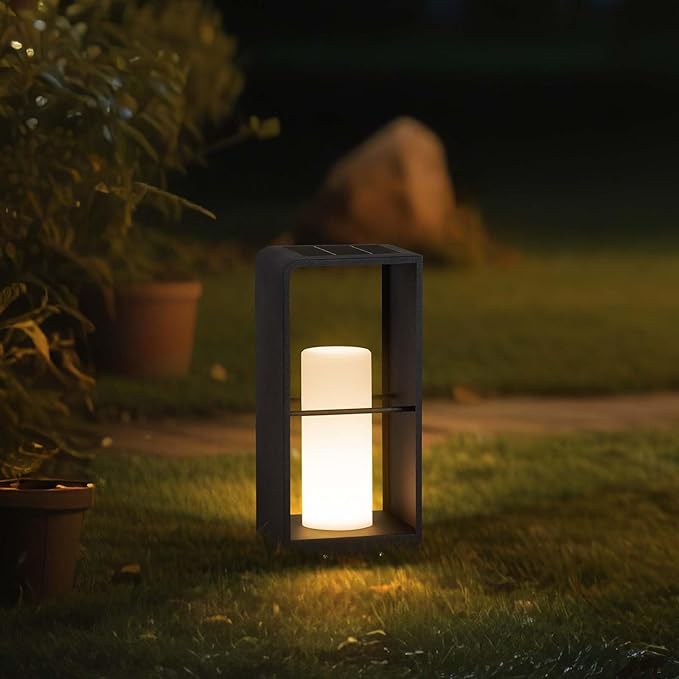 Outdoor Lights for Patio IP65 Solar Lanterns Outdoor Waterproof Dusk to Dawn Floor Lamp with 3000K LED Solar Powered Landscape Lighting for Garden Yard Deck Backyard Porch and Path