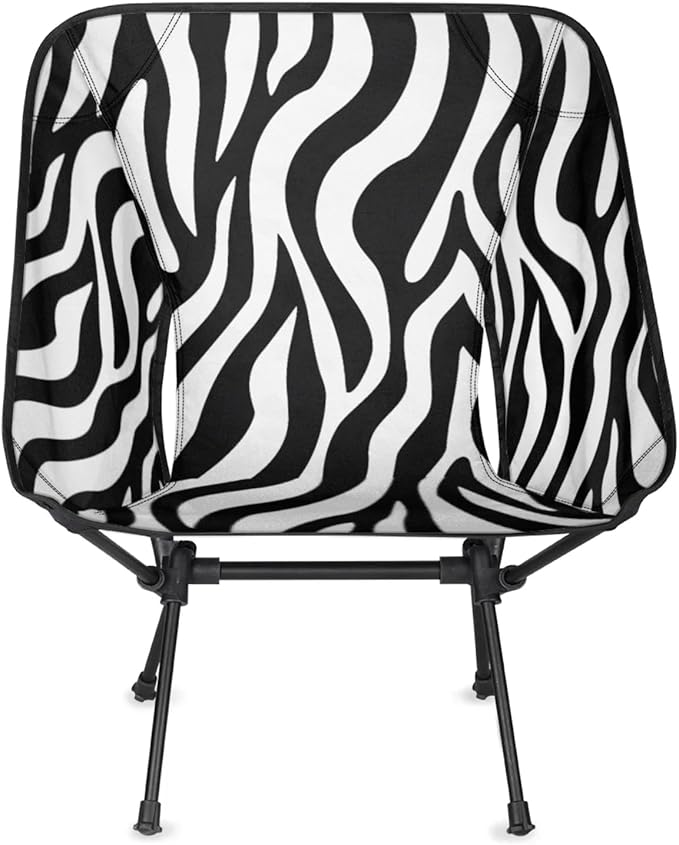 Honeybaby Folding Camping Chair Zebra Animal Print Camping Chairs Lightweight Portable Chair Outdoor Foldable Chairs for Camping Travel Picnic Beach Hiking