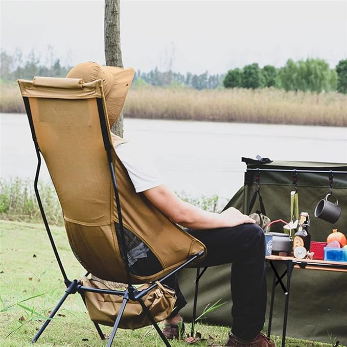 Portable Camping Chair with Pillow Set Folding Chair Fishing Chairs Beach Picnic Chair Travel Moon Chair with Back Support
