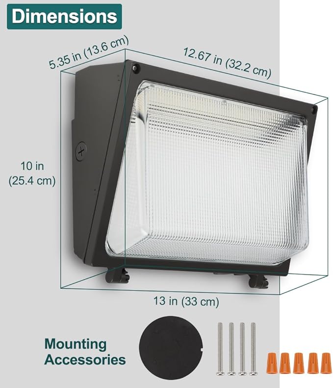 kadision 150W LED Wall Pack 120W 100W Adjustable 19500lm 5000K 120-277V Dusk-to-Dawn Outdoor Lighting Exterior Light for House Parking Lot Warehouse Entrance ETL Listed 1-Pack