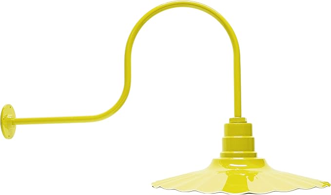 AGB102-AR20-YELLOW Radial Wave Steel Dome 29 Gooseneck Barn Light - Outdoor Dome with Incandescent Downlight | Wall-Mount Fixture Gardens Pathways &amp Outdoor Living Spaces