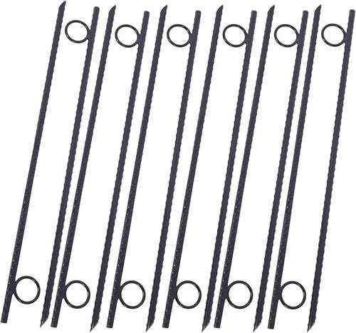 12 Pcs Heavy Duty Steel Rebar Ground Stakes 3/8 x 18 - Tent Canopy Stakes with Angled Ends &amp 1 Loops for Campsites Outdoor Use
