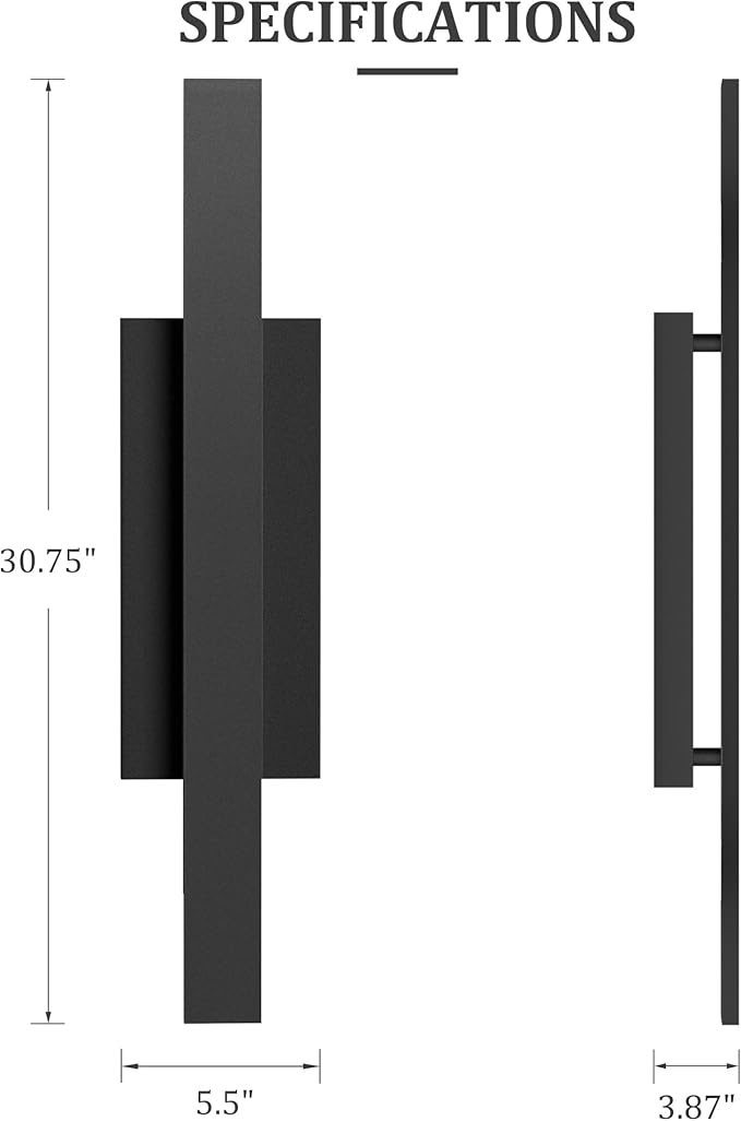 LamQee 31 inch Aluminum Long Outdoor Wall Lights 3000K 1600LM 32W LED Modern Exterior Lighting Fixtures IP65 Waterproof Matte Black Linear Outside Sconce Wall Mount for House Porch Patio Garage Door