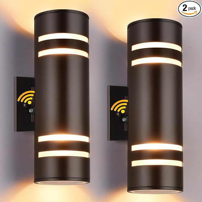 Housen Solutions Dusk to Dawn Outdoor Wall Lights 2 Pack Waterproof Exterior Lighting Fixtures Up Down Porch Light Outside for House Garage Bronze