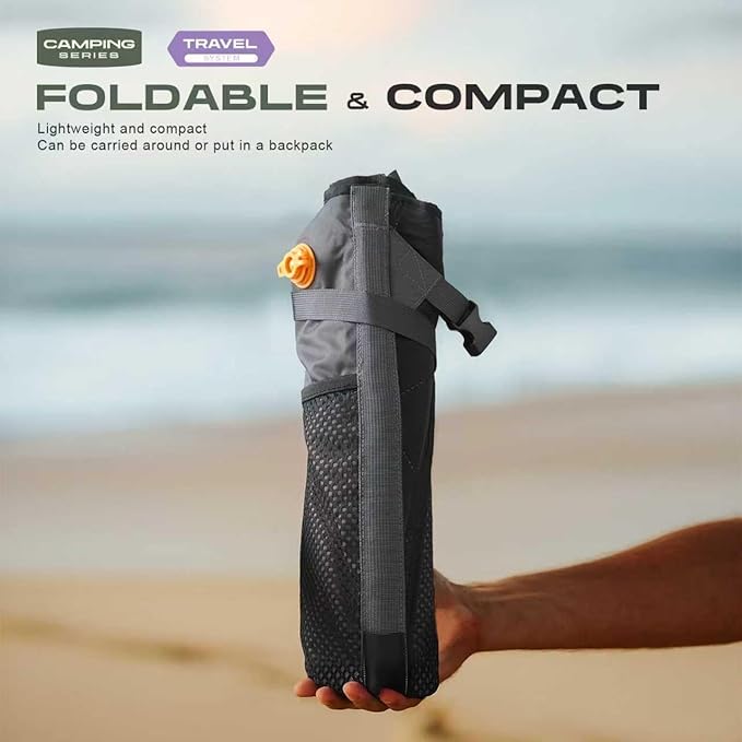 ETROL Heated Inflatable Folding Stadium Seat with 3 Temperature Settings Press-to-Inflate Portable Chair with Back Support &amp Straps Powered by Portable Power Bank for Camping Outdoor Sports