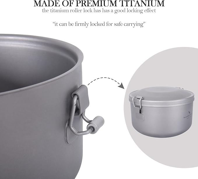 Boundless Voyage Outdoor Titanium Lunch Box Uncoated Bowls with Lid Separated Multi-layer Office Worker Bento Box Ti1095T
