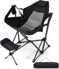 HAPPYGRILL Hammock Camping Chair Folding Camping Swinging Chair with Retractable Footrest Cozy Head Pillow Carrying Bag Portable Lightweight Rocking Chair for Camping Fishing Picnic