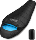 KAMPKEEPER Mummy Sleeping Bag Cold Weather Camping Sleeping Bag 32℉ 3-4 Seasons Adults Sleeping Bag Non-Snag Zipper with Adjustable Hood for Backpacking Hiking