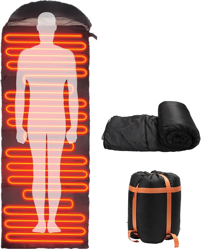 Sleeping Bags for Adults Backpacking Camping Sleeping Bag for Kids Heated Sleeping Bag for Camping Outdoor Hiking Rechargeable Lightweight Compact Camping Essentials Gear