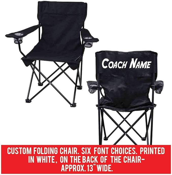 VictoryStore Custom Coach Chair- Team Gift - Custom Coach Gifts Camping Chair with Carry Bag Black