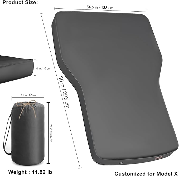 Customized for Tesla Model X Mattress Foam Self-Inflating Portable Camping Mattress Comfortable Car Sleeping Mat with Wireless Charging Air Pump Tesla Model X Accessories 2026-2020