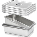 4 Packs Stainless Steel Commercial Bus Tub With Lid– 12L Heavy Duty Utility Tote Box for Dishwashing Meat Prep and Kitchen Storage – Large Capacity Restaurant Bus Box (With Lid)