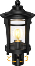 Lotsky Motion Sensor Outdoor Post Lights360°Detection Dusk to Dawn Lamp Posts Light Fixture with 3 ModesBlack Aluminum Hardwired Outside Pole Lantern for GardenDrivewayPatioWaterproofE26 Base