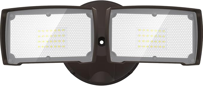 LEPOWER 3000LM LED Flood Light Outdoor Switch Controlled LED Security Light 28W Exterior Lights with 2 Adjustable Heads 5500K IP65 Waterproof for Garage Yard Patio Brown