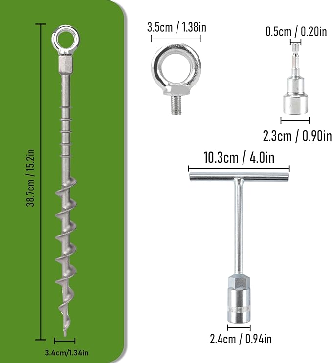 14 Ground Anchors Screw in Non-Rust Cast Aluminum Detachable Tent Stakes for Camping Tents Sand Trampoline Swing Sets and Sheds（16 Packs）