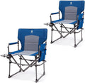 EVER ADVANCED Camping Directors' Chair with Side Table Portable Folding Chair with Compact Size Heavy Duty Lawn Chair with Pocket for Camping Lawn Sports and Fishing 400lbs Blue 2 Pack