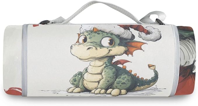 OTVEE Outdoor Picnic Blanket Dragon Hello Circular Mat Moisture-Proof Pad Camping Beach Blankets Foldable Waterproof Sand Mat Hiking Travel 58.2X58.2
