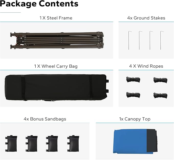 MFSTUDIO 13x13 Outdoor Pop Up Canopy TentEasy Set up Straight Leg Outdoor Canopies One Push Folding Instant Shelter Tents for BeachParty and Camping 169 Sq. Ft of Shade