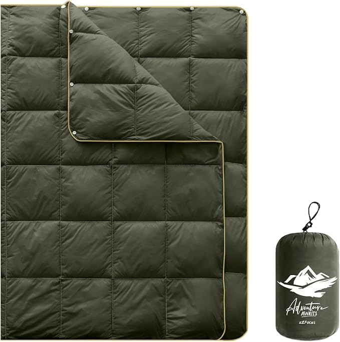 Mini Camping BlanketLightweight Puffy Blanket Packable Down Alternative Throw Blanket Waterproof Windproof for Outdoors Travel Beach Airplane Hiking