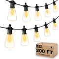 FOOMAN LED Outdoor String Lights 200FT Outside Waterproof Patio Lights with 100+4 Shatterproof ST38 Edison Bulbs 2700K Warm White Hanging Light Dimmable Light for Backyard Porch Gazebo(100FT x 2)
