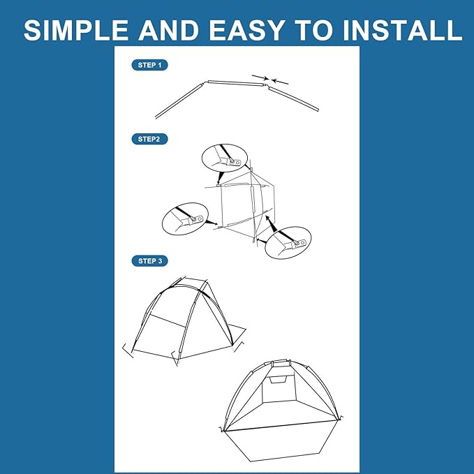 Beach Tent Sun Shelter – Fishing Tent with Nails 220x120x120cm Camping Shelter | Portable Sun Protection with Carrying Bag for Travel Hiking Festival Garden &amp Outdoor Use