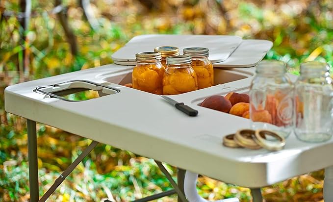 Coldcreek Outfitters Outdoor Washing Table Sink Portable and Foldable Large Dual-Sink Design