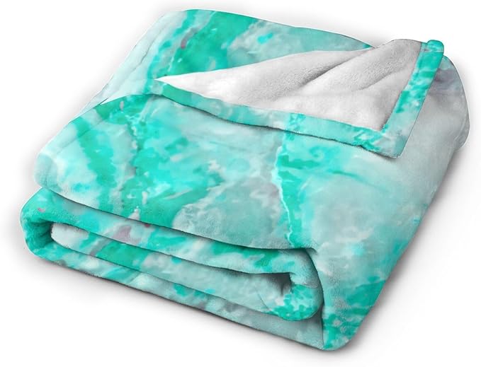 60X50 Aqua White Gemstone Agate Mineral Quartz Lightweight Flannel Blanket - Soft and Breathable Polyester Suitable for Travel Camping and Home Decoration