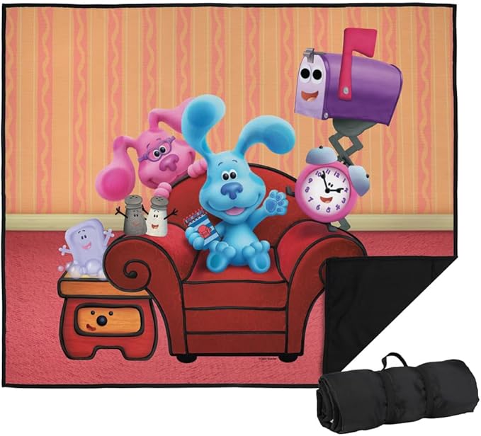 LOGOVISION Blues Clues Picnic Outdoor Blanket 50x60 Blue's Clues Character Group Foldable Blanket for Picnic Beach Camping Park Tailgate