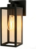 Outdoor Light Fixture 14IN Matte Black Front Porch Lamps with Glass Shades Exterior Waterproof Wall Mount Lantern with E26 Sockets Outside Lights for House Garage Doorway Patio Entryway