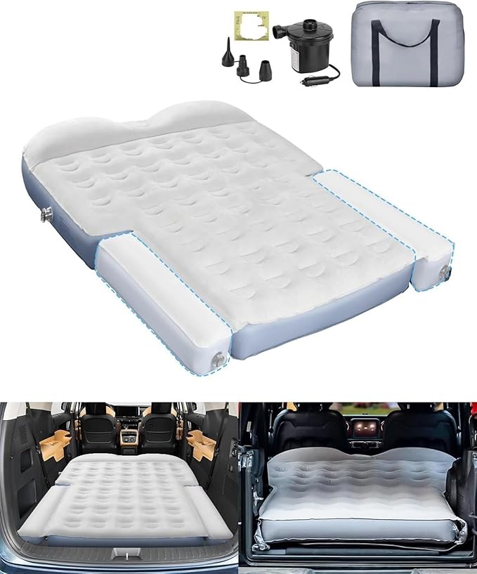 Camping Inflatable Mattress Car SUV Inflatable Mattress PVC Flocking Honeycomb Design Fast Inflation Anti-Leakage Valve Outdoor Travel Camping Equipment
