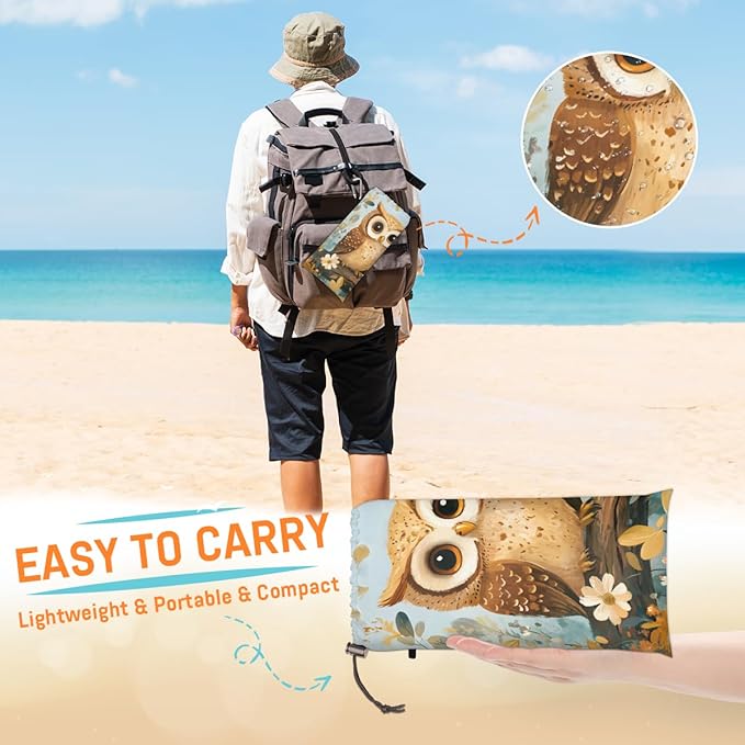 Waterproof Sandproof Beach Blanket 59''×68'' Cute Bird Polyester Outdoor Picnic Blanket with 4 Stakes &amp Storage Bag for BeachCampingVacation Blue