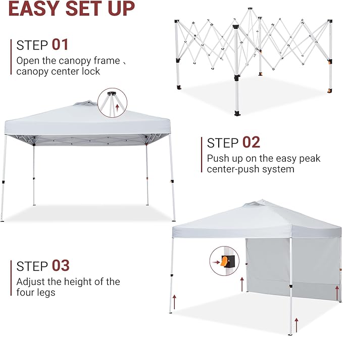 Pop Up Canopy Tent – 10x10ft Commercial Outdoor Gazebo – One Push Quick Sun Shelter Durable &amp Waterproof – Perfect for Camping Backyard Patio Party Events – No Variant