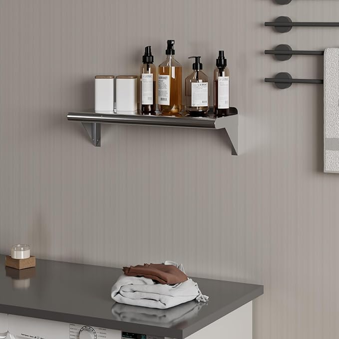 AmGood 8 X 24 Stainless Steel Wall Shelf | Metal Shelving | Garage Laundry Storage Utility Room | NSF | Restaurant Commercial Kitchen
