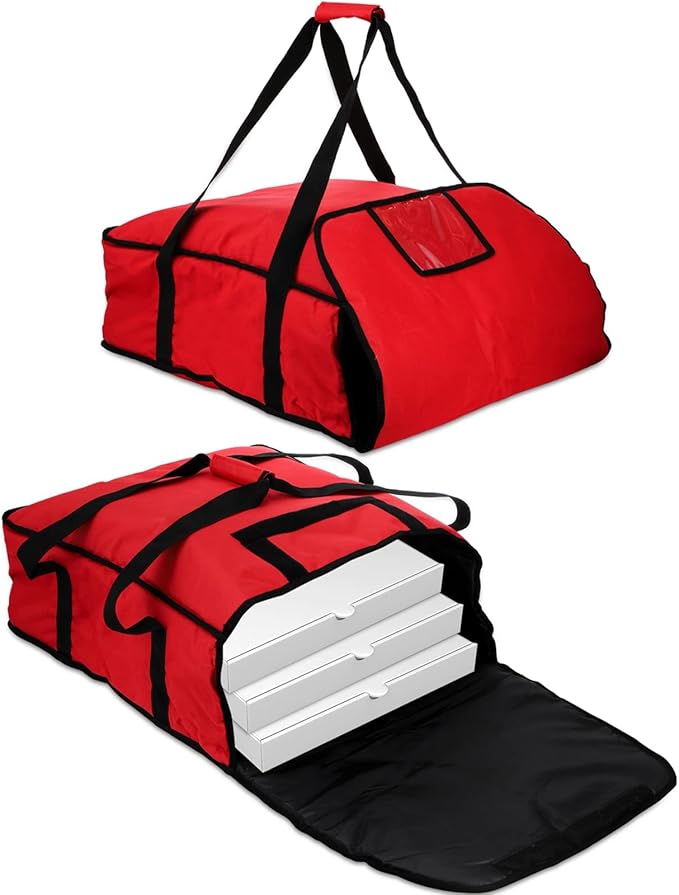 DEAYOU Large Pizza Bag Insulated Pizza and Food Delivery Bag Professional Thermal Pizza Warmer Bag Hot Pizza Carriers for Transport Moisture Free Heavy Duty 22 x 22 x 8 Red