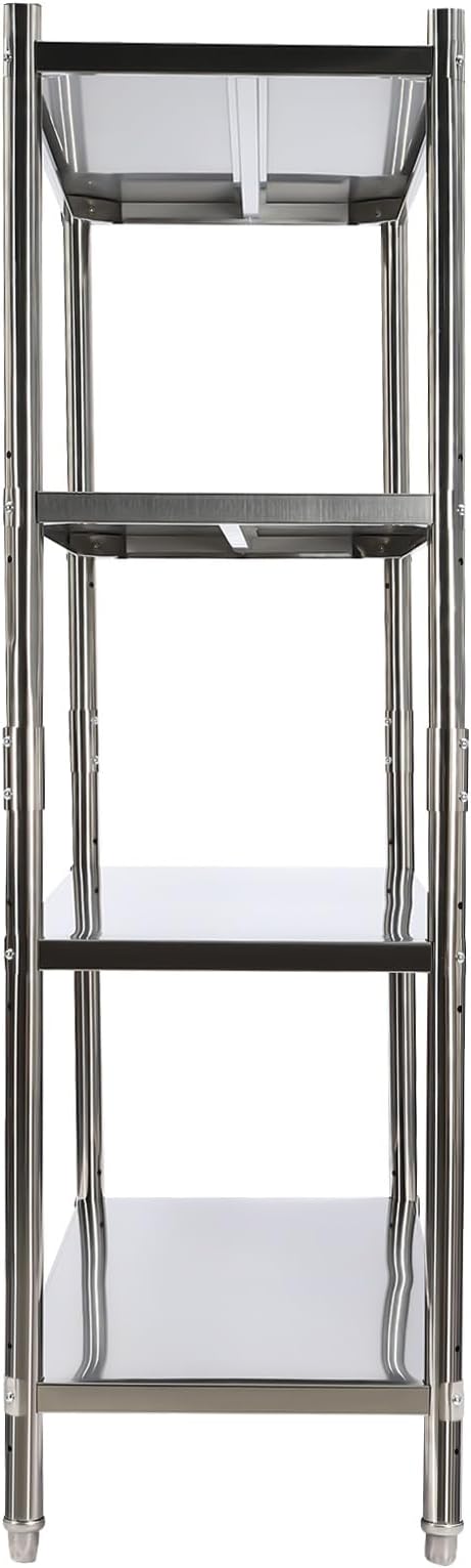 Stainless Steel Shelving 4 Tier Utility Bakers Racks Adjustable Shelf Storage Heavy Duty Shelving for Kitchen Commercial Office Garage Storage Laundry Room Organization (4-Tier 47*18.5*60in)