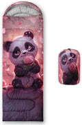 AILONEN Kawaii Panda Sleeping BagsLightweight &amp Waterproof3 Season Warm &amp Cool WeatherDreamy Purple Flower Animal Themed Sleeping Bags for BoysGirlsKidsAdults TravellingOutdoors