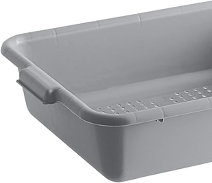 20-1/2 x 15-1/2 x 5 Utility Kitchen Perforated Bus Box/Tub/Bin with Handles Gray Color- Heavy Duty Plastic Restaurant Tub/Dish Washing Box Wash Basin Tub for Kitchen Home Restaurants