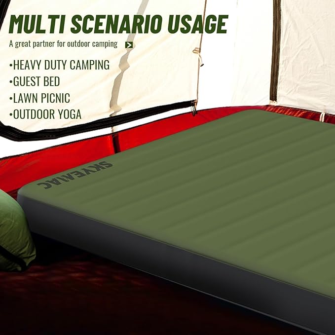 Self-Inflating Memory Foam Sleeping Pad - R-Value 13 Full Size (78L x 55W x 4TH) - Thick Camping Mattress for Couples &amp Family Comfortable &amp Durable Perfect for Camping and Outdoor Adven