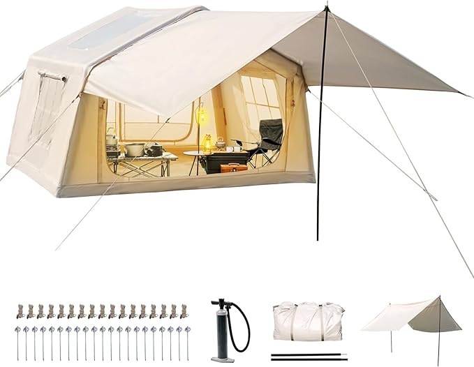 ABORON 2/6/8/10/12 Person Inflatable Camping Tent Easy Setup Blow Up Tent with Hand Pump PU3000mm Waterproof &amp Breathable 4 Season Glamping Tent for Outdoor Camping