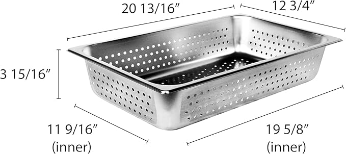 TrueCraftware-Full Size 4 Deep Perforated Stainless Steel Anti-Jamming Steam Pan 24 Gauge- Chafing Steam Food Pan Anti-Jam Steam Table Hotel Pan for Restaurant Family Events Personal Catering Use