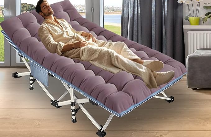 79 L x 32 W x 18 H Camping Cot with Comfortable Mattress for Adults Oversize XXL Cots for Sleeping Camping Bed Folding Cot Heavy Duty with Carry Bag for Home Outdoor Travel