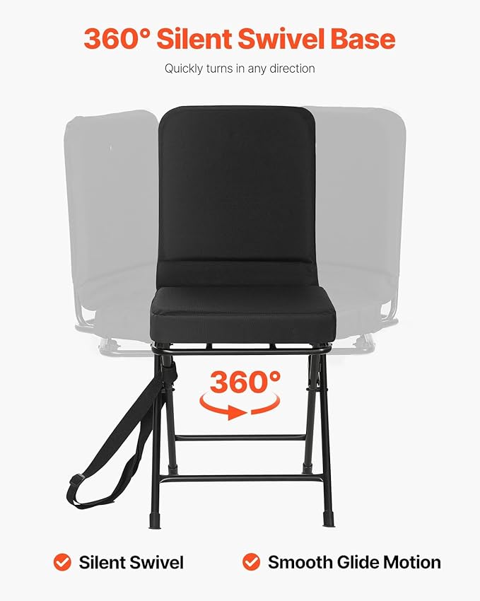 Foldable Hunting Chair with 360° Swivel Steel Frame &amp Backrest