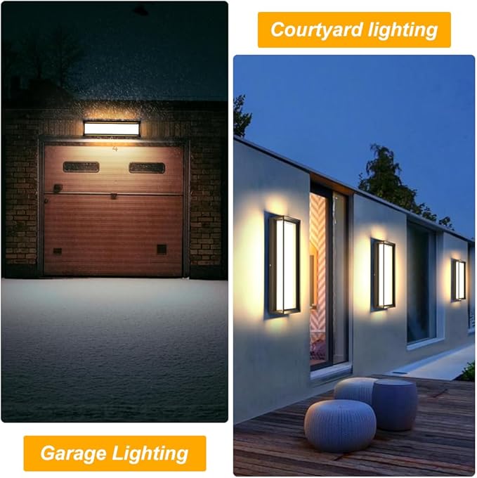 Sytmhoe 2Packs LED Outdoor Wall Lights16inch Square 3000K 10%-100% Dimmable Exterior Wall Light Aluminum&ampPC Body Waterproof IP65 led Porch Light for House Patio Garage Garden(2Packs)